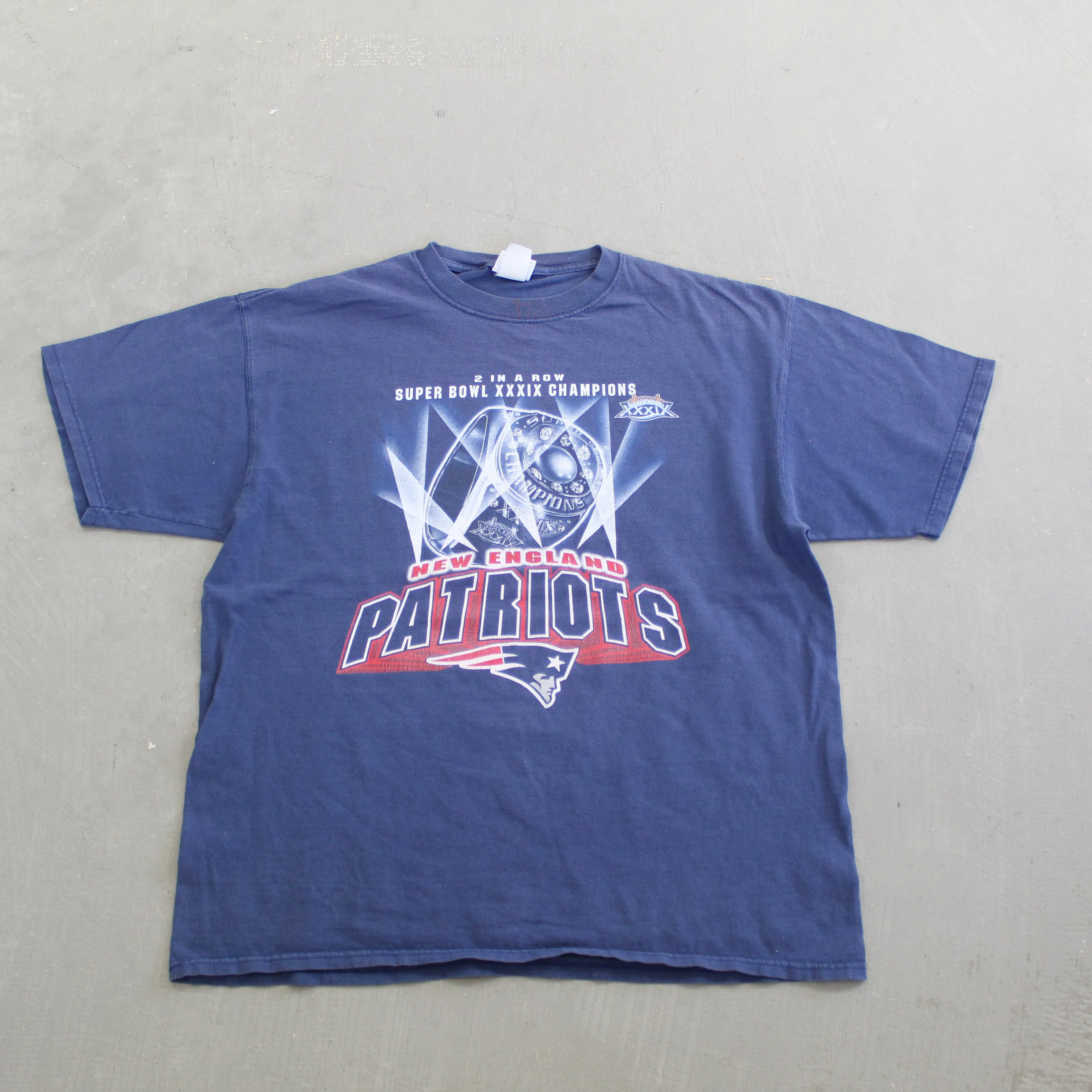 F- Vintage 2005 Super Bowl 39 Champs New England Patriots NFL Tee sold by HG Vintage