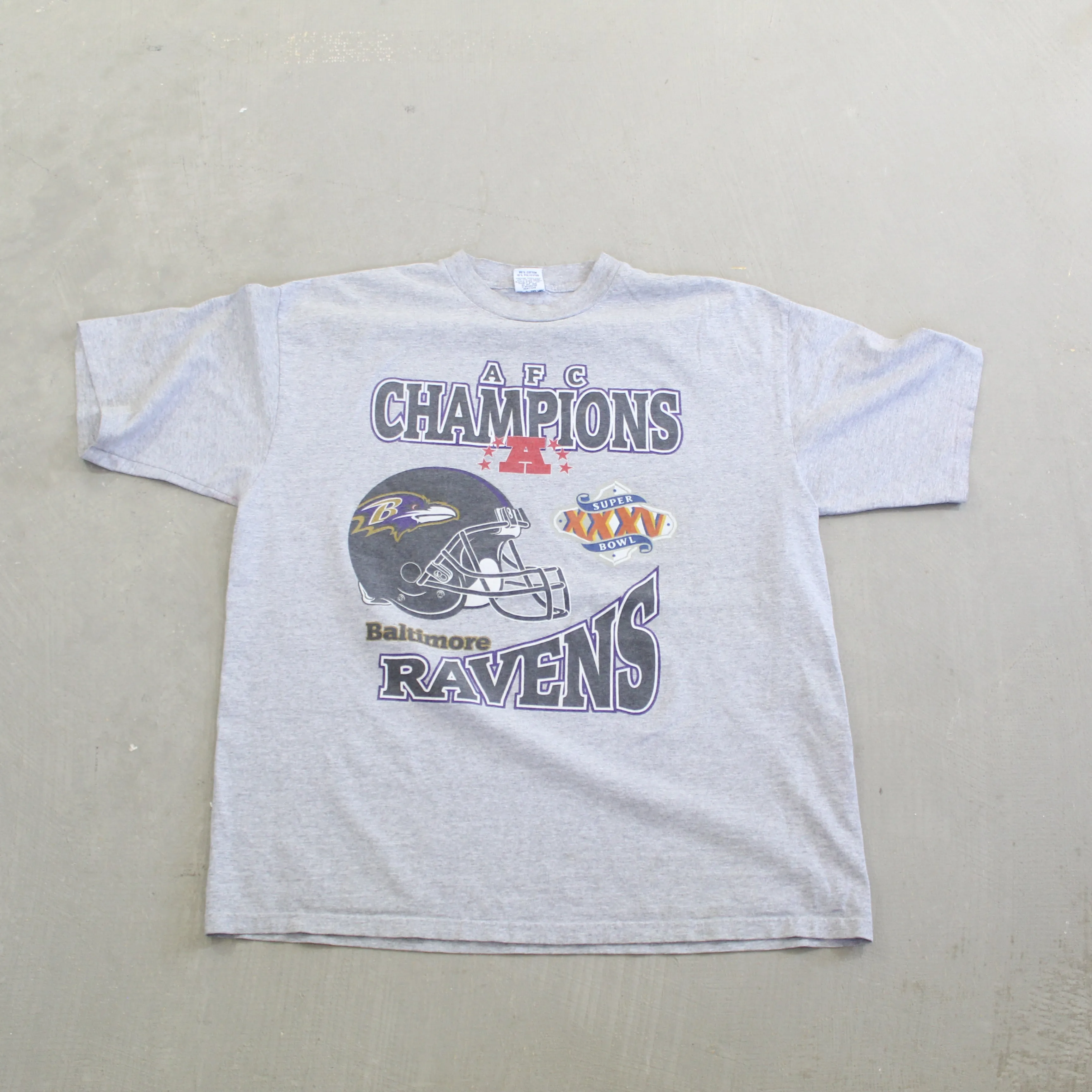 F- Vintage 2001 Baltimore Ravens AFC Champs NFL Logo Tee sold by HG Vintage