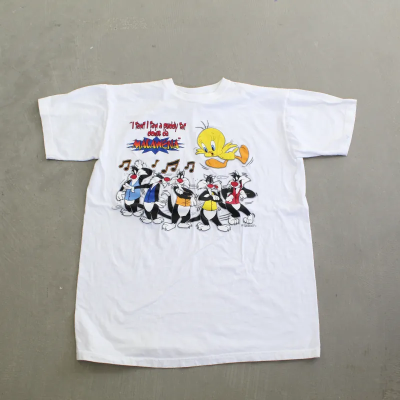 F- Vintage '96 Looney Tunes Sylvester Cat & Tweedy Bird Macarena Graphic Tee sold by HG Vintage