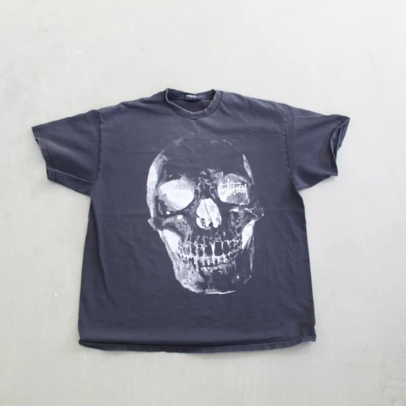 F- Vintage Y2K Stussy Skull & Text Graphic Tee sold by HG Vintage