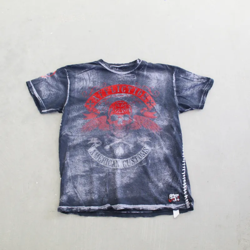 F- Vintage Affliction American Customs Graphic Stone Wash Tee sold by HG Vintage