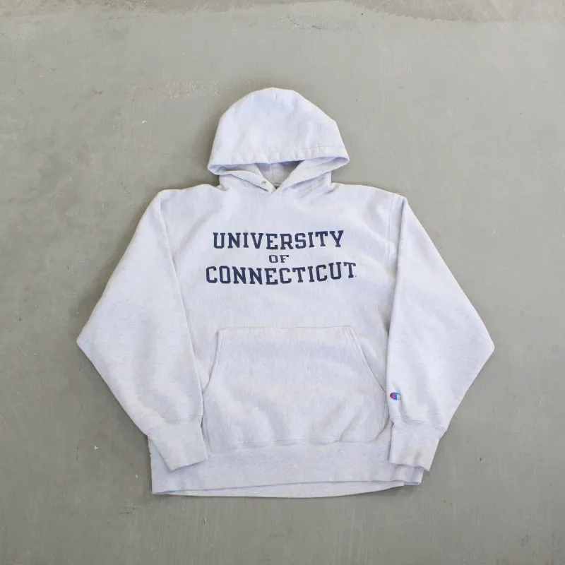 F- Vintage Champion Reverse Weave University Of Connecticut Text Hoodie sold by HG Vintage