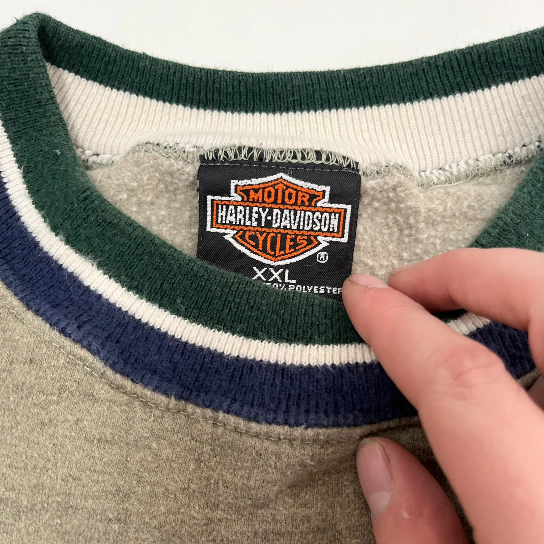 F- Vintage Vietnam Veteran Embroidered Text Harley Davidson Tag Crewneck sold by HG Vintage product image thumbnail 3