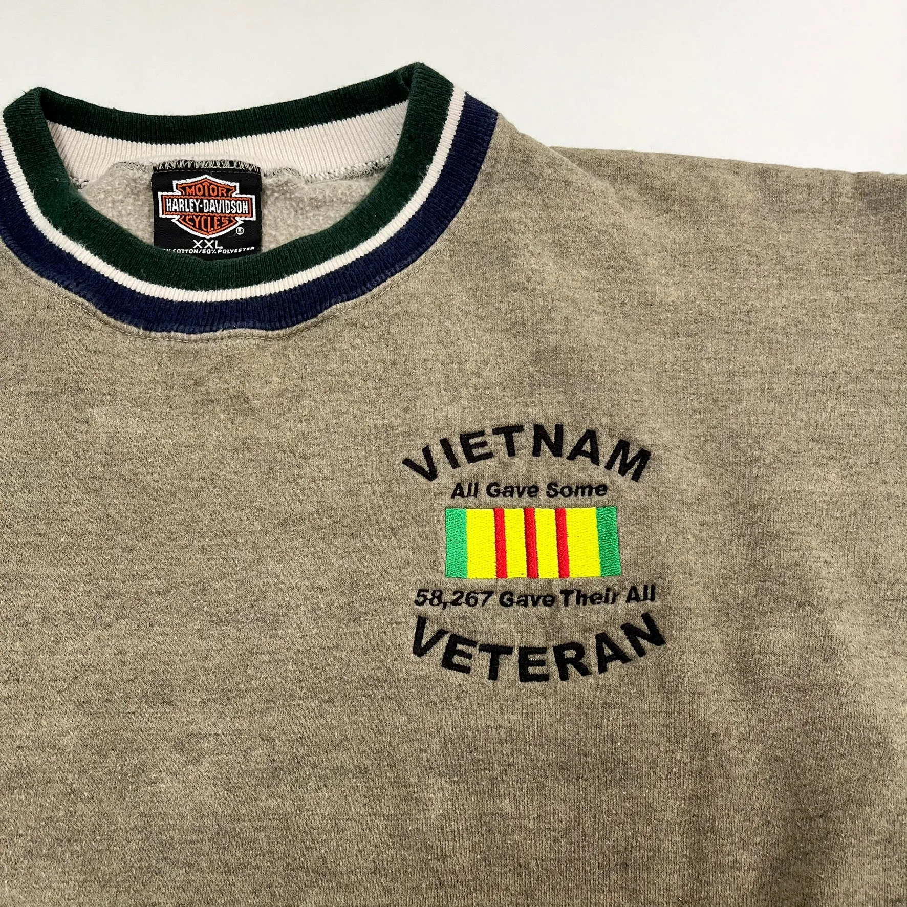 F- Vintage Vietnam Veteran Embroidered Text Harley Davidson Tag Crewneck sold by HG Vintage product image thumbnail 2