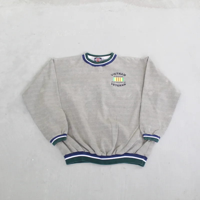 F- Vintage Vietnam Veteran Embroidered Text Harley Davidson Tag Crewneck sold by HG Vintage
