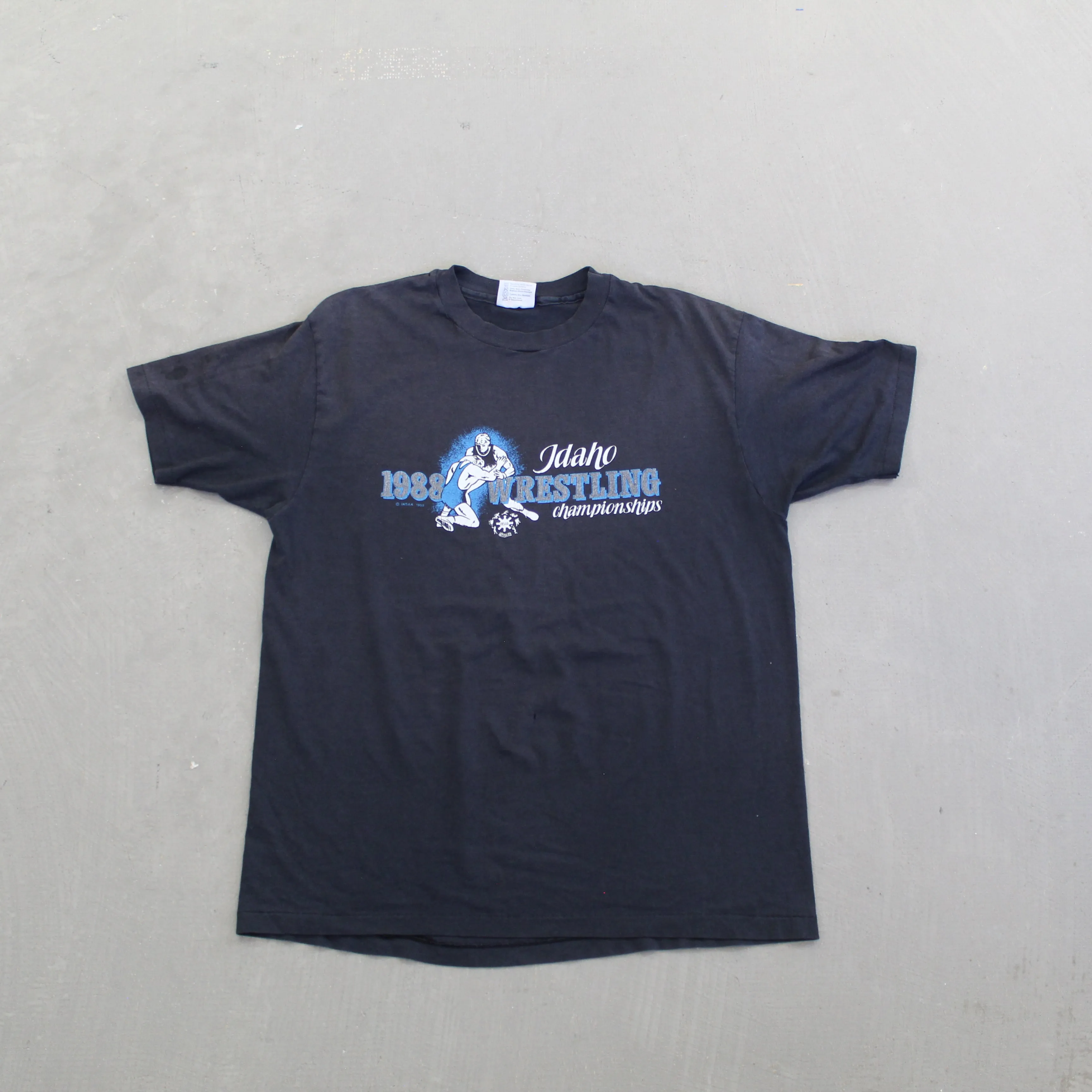 F- Vintage 1988 Idaho Wrestling Championship Single Stitch Hanes 50/50 Tee sold by HG Vintage