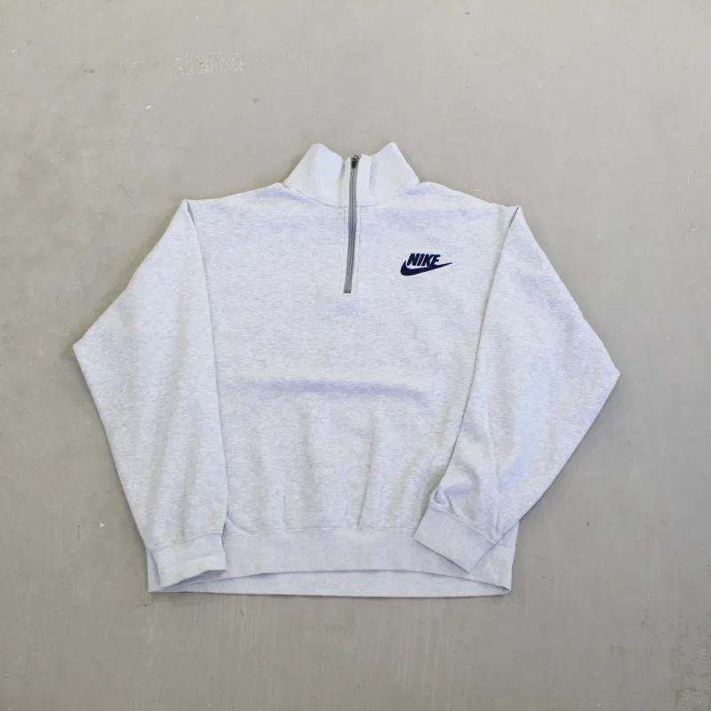 F- Vintage Nike Embroidered Swoosh & Text Quarter Zip Crewneck sold by HG Vintage
