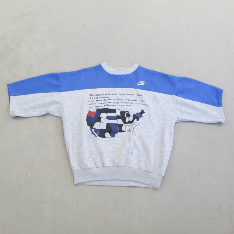 F- Vintage Nike USA Map & Text Youth Crewneck sold by HG Vintage