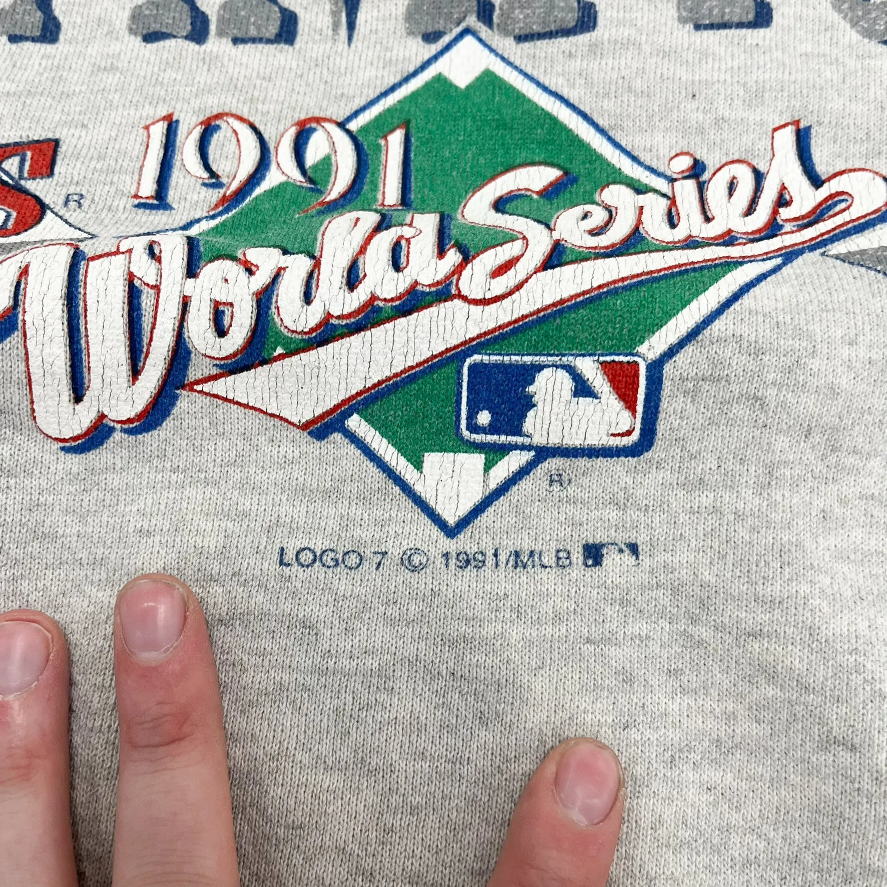 F- Vintage 1991 World Series Minnesota Twins Champions MLB Logo 7 Crewneck sold by HG Vintage product image thumbnail 3
