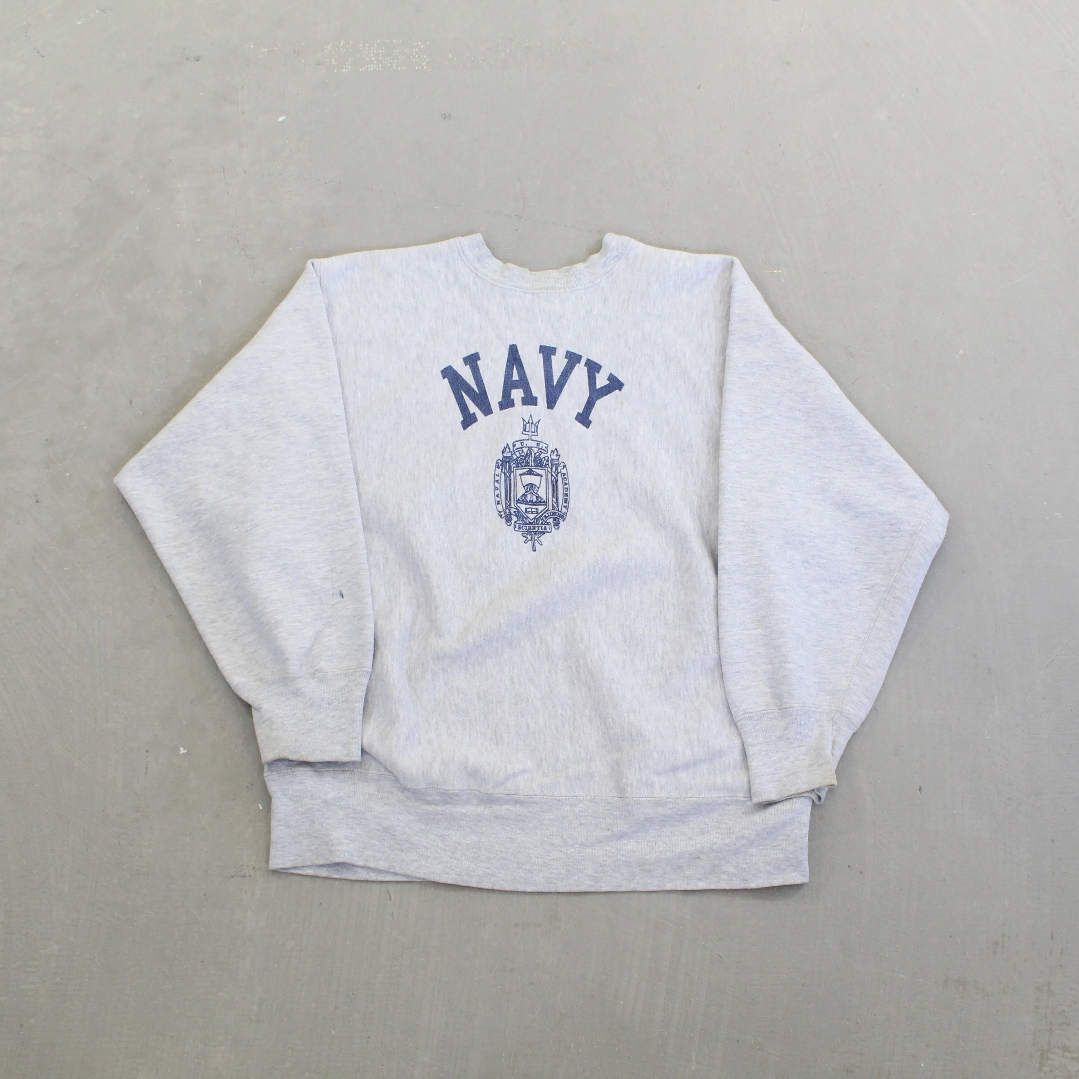 F- Vintage Champion Reverse Weave US Navy Crewneck sold by HG Vintage