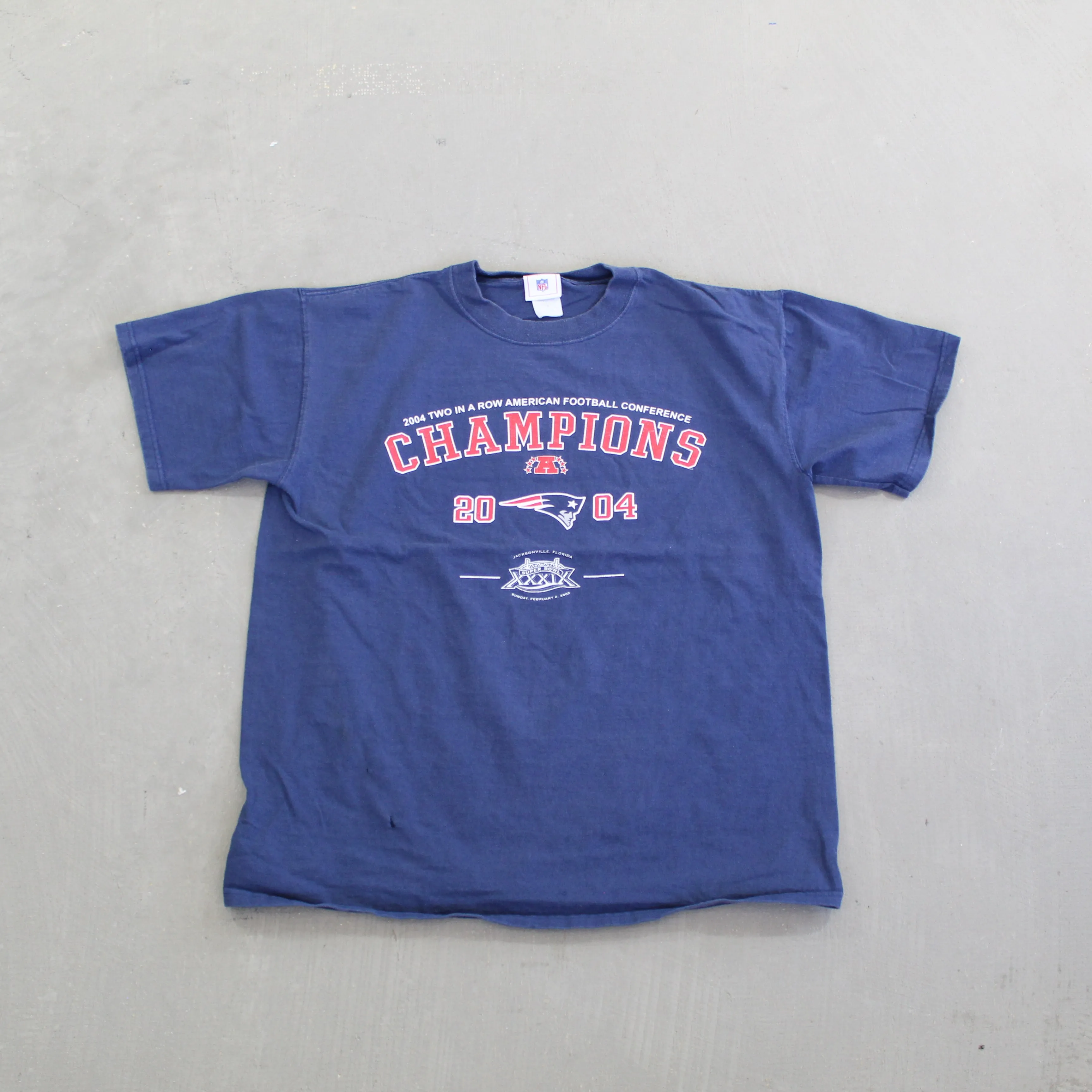 F- Vintage 2004 Patriots NFL AFC Champs 2 Years In A Row Tee sold by HG Vintage