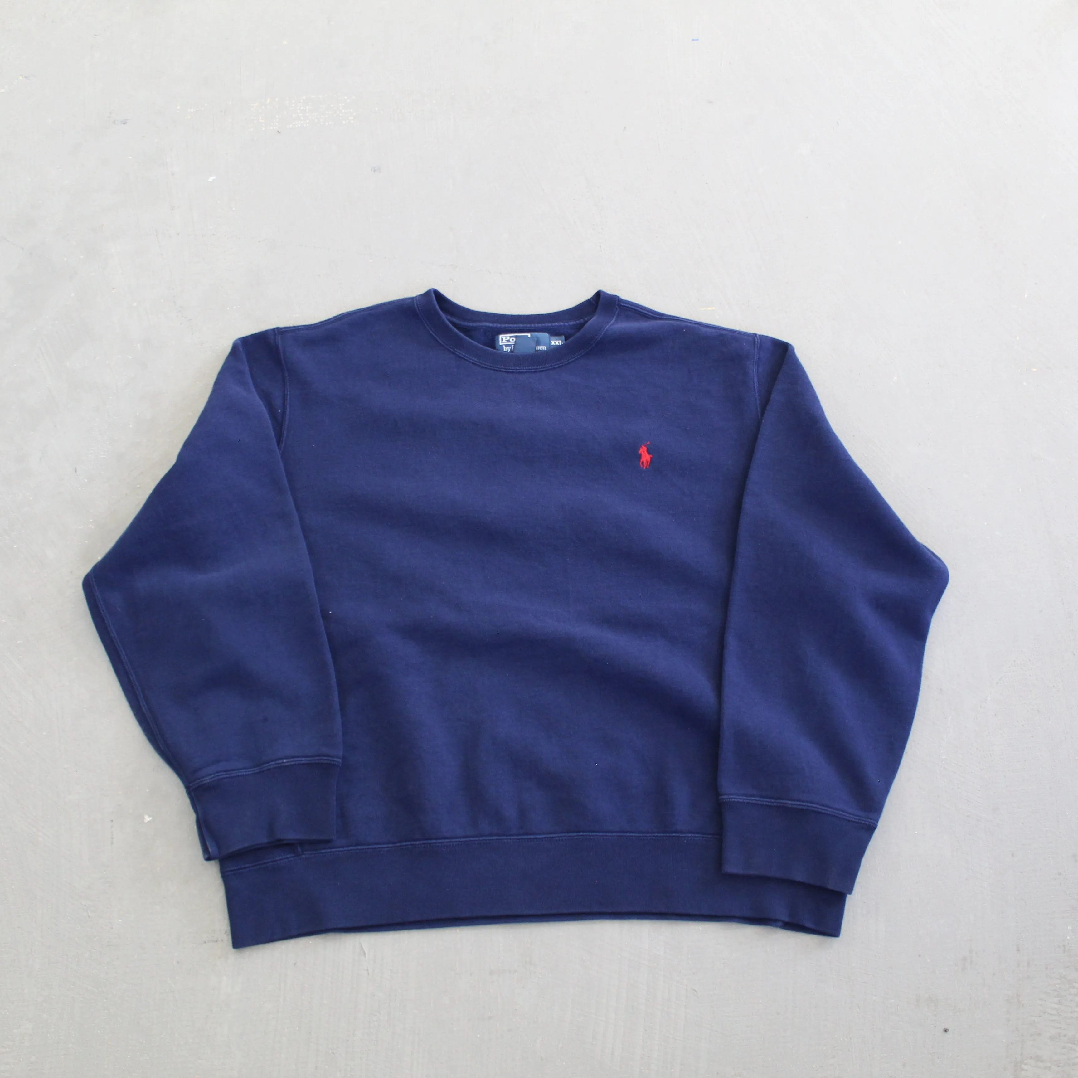 F- Vintage Polo Ralph Lauren Embroidered Horse Crewneck Navy sold by HG Vintage