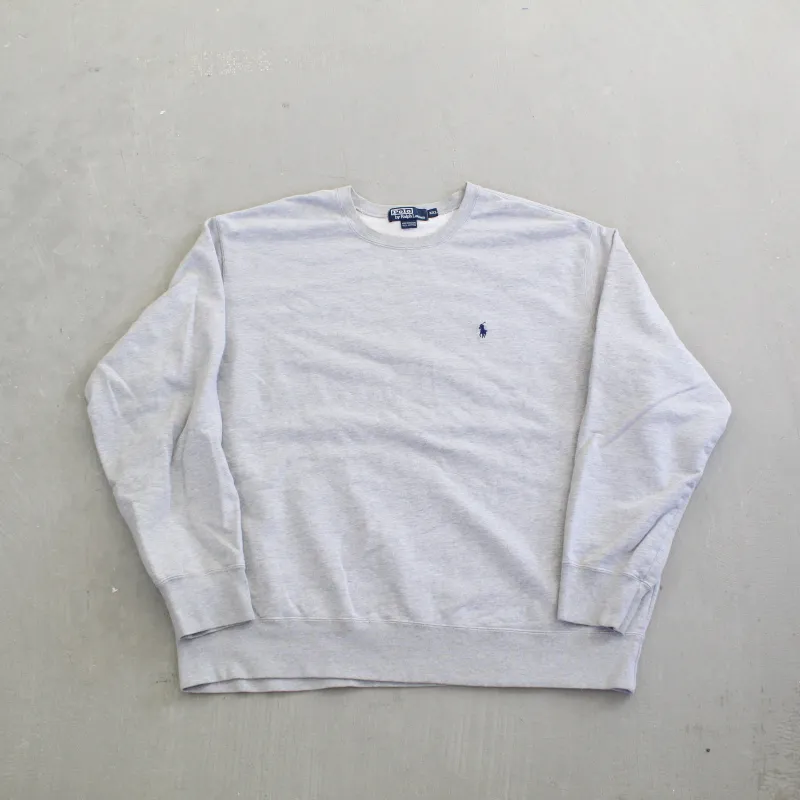 F- Vintage Polo Ralph Lauren Embroidered Horse Crewneck Grey sold by HG Vintage