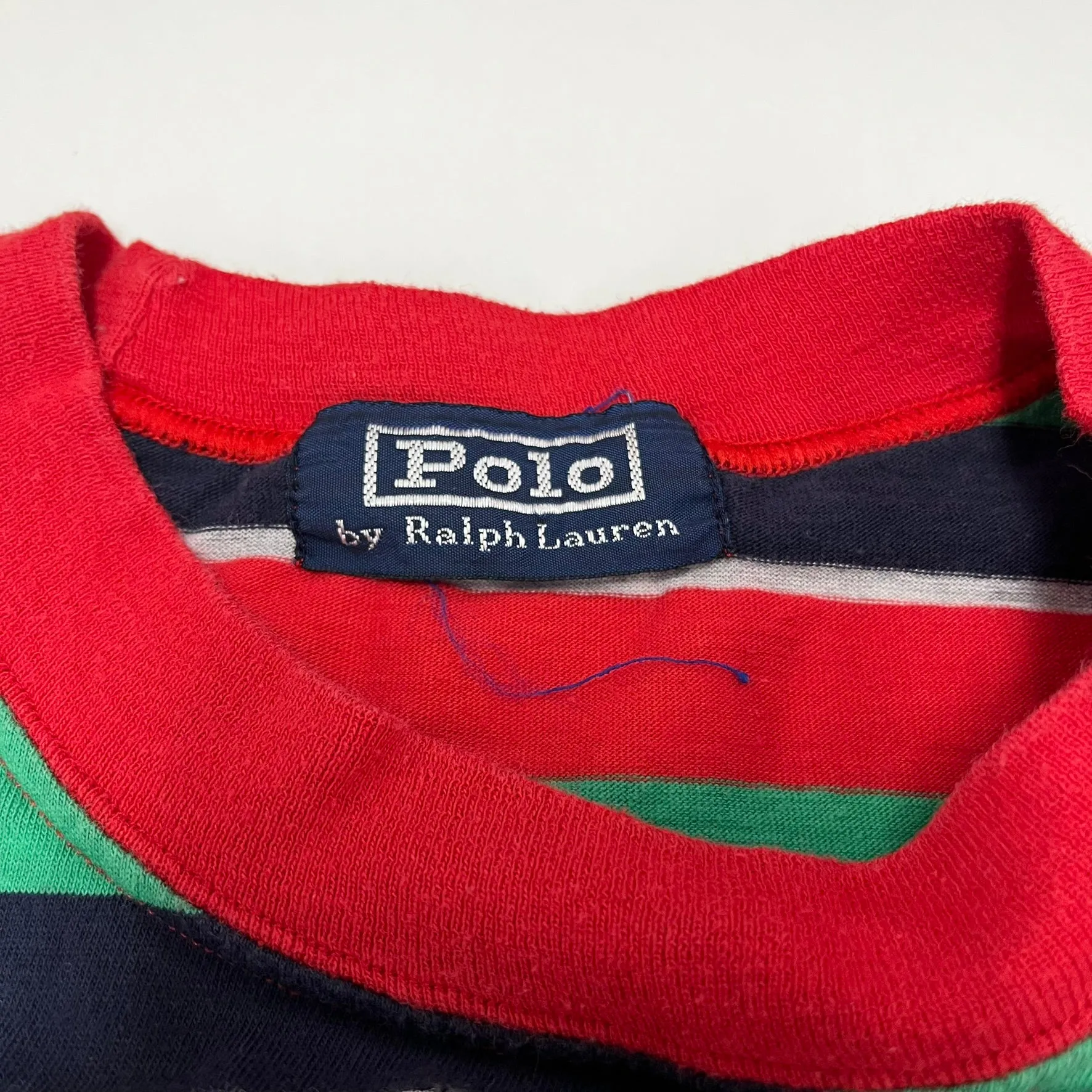 F- Vintage Polo Ralph Lauren Striped Red Green Tee sold by HG Vintage product image thumbnail 2