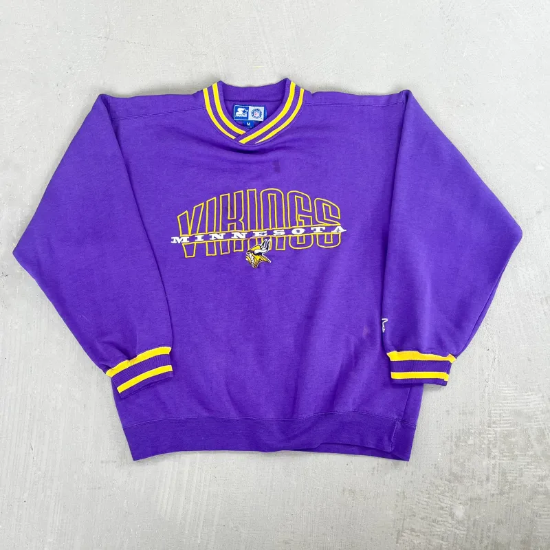F- Vintage Minnesota Vikings NFL Starter Embroidered Logo & Text Crewneck sold by HG Vintage