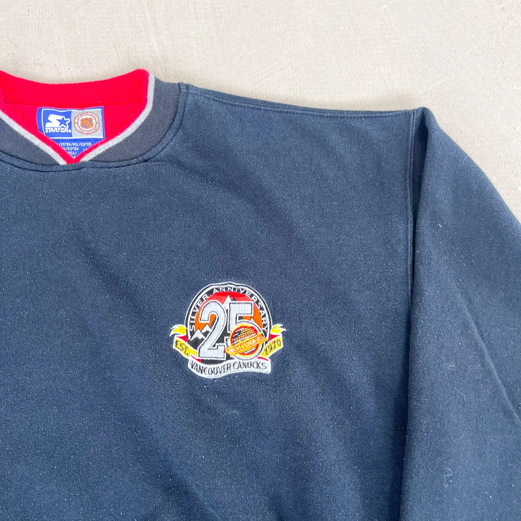 F- Vintage '95 Vancouver Canucks NHL Starter 25th Anniversary Embroidered Crewneck sold by HG Vintage product image thumbnail 2