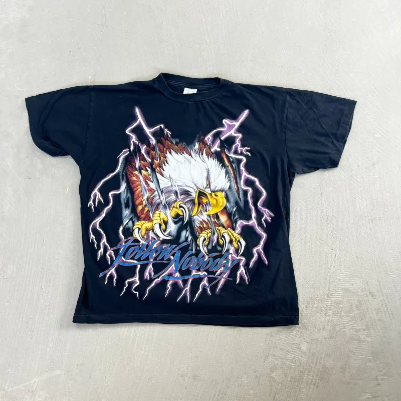 F- Vintage American Thunder Follow Nobody Lightning & Eagle Single Stitch Tee sold by HG Vintage