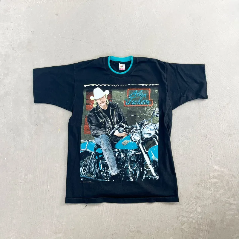 F- Vintage Alan Jackson All About Living Single Stitch Two Collar tee sold by HG Vintage