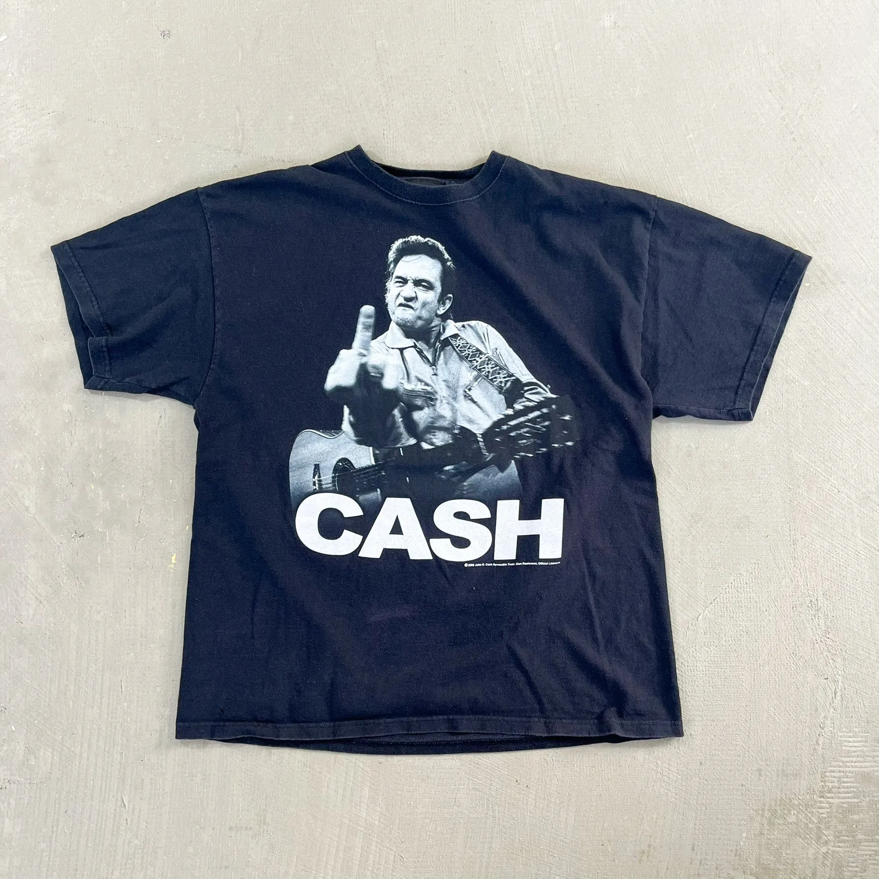F- Vintage '09 Johnny Cash Middle Finger Zion's Rootswear Picture Tee sold by HG Vintage