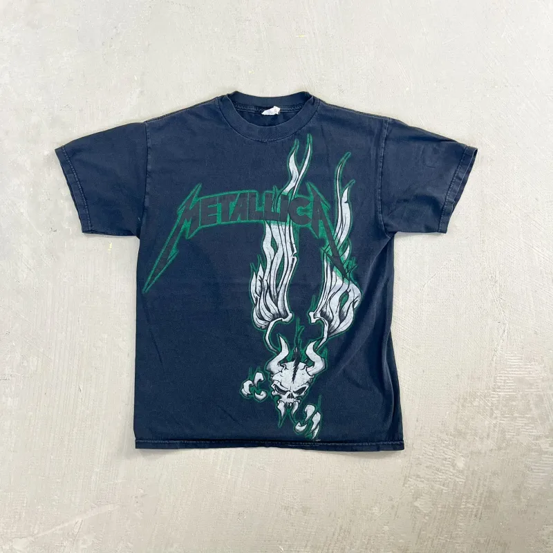 F- Vintage '11 Metallica Text & Flying Skull Tee sold by HG Vintage