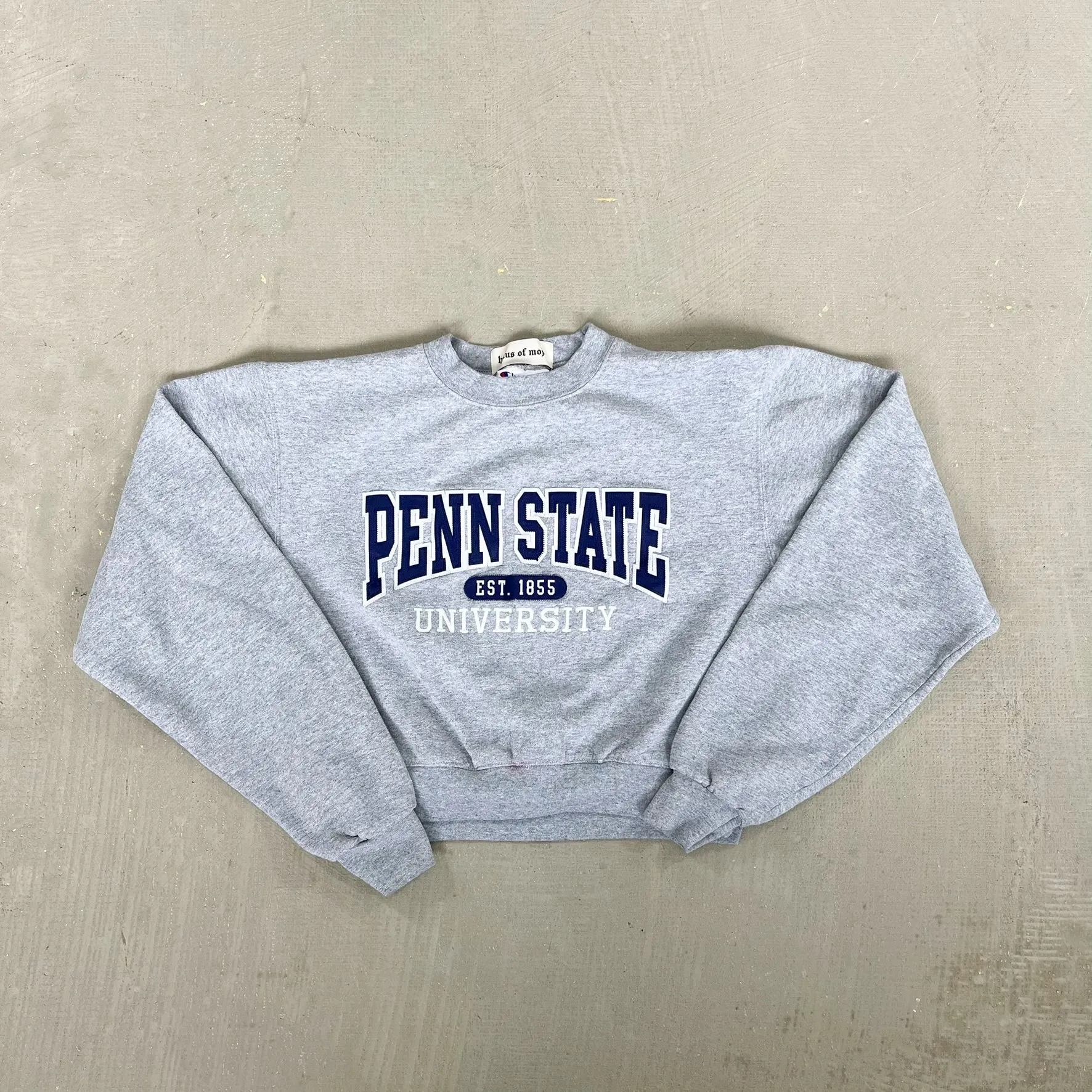 F- HOM Penn State Embroidered Text Cropped Reworked Crewneck sold by HG Vintage