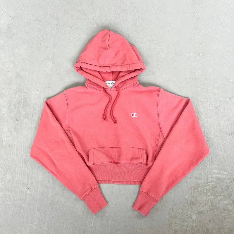F- HOM Pink Champion Cropped Reworked Hoodie sold by HG Vintage