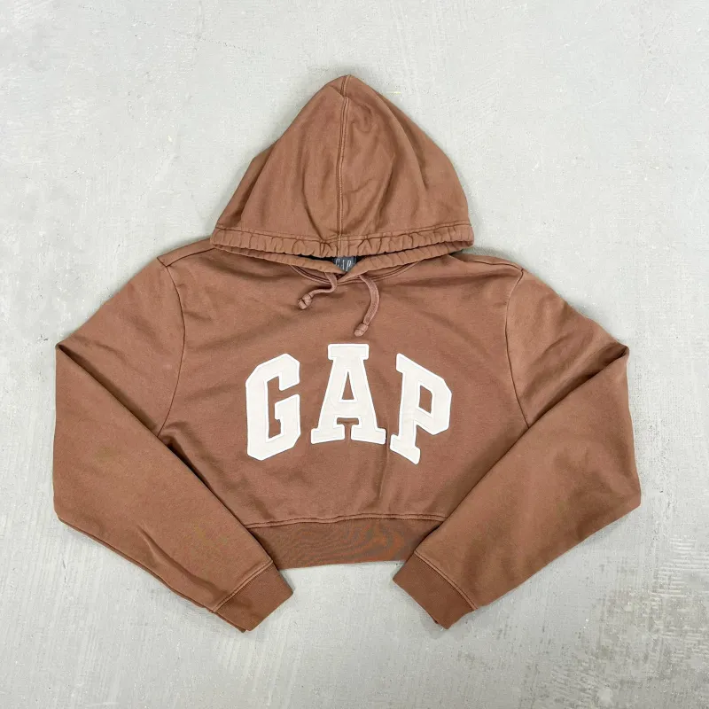 F- HOM GAP Embroidered Text Cropped Reworked Hoodie sold by HG Vintage