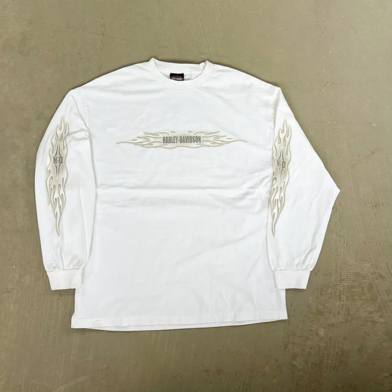 F- Vintage '04 Harley Davidson Japan Flames Graphic Long Sleeve Tee sold by HG Vintage