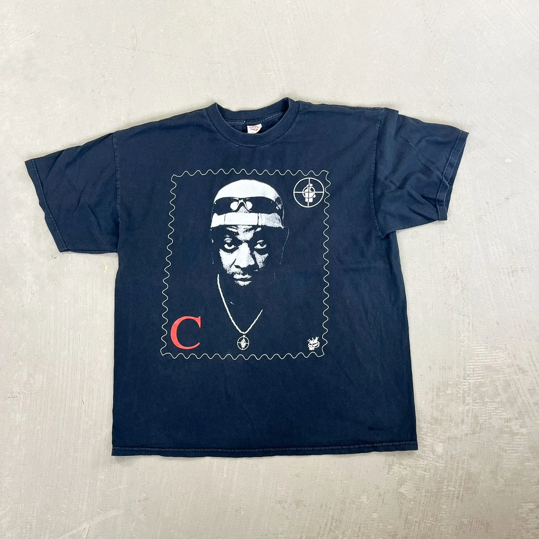 F- Vintage Public Enemy Chuck D Stamp Picture Tee sold by HG Vintage