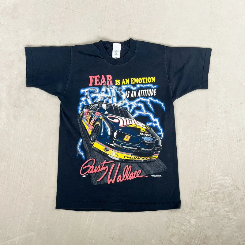 F- Vintage '95 Nascar Dusty Wallace Fear Is An Emotion Single Stitch Tee sold by HG Vintage