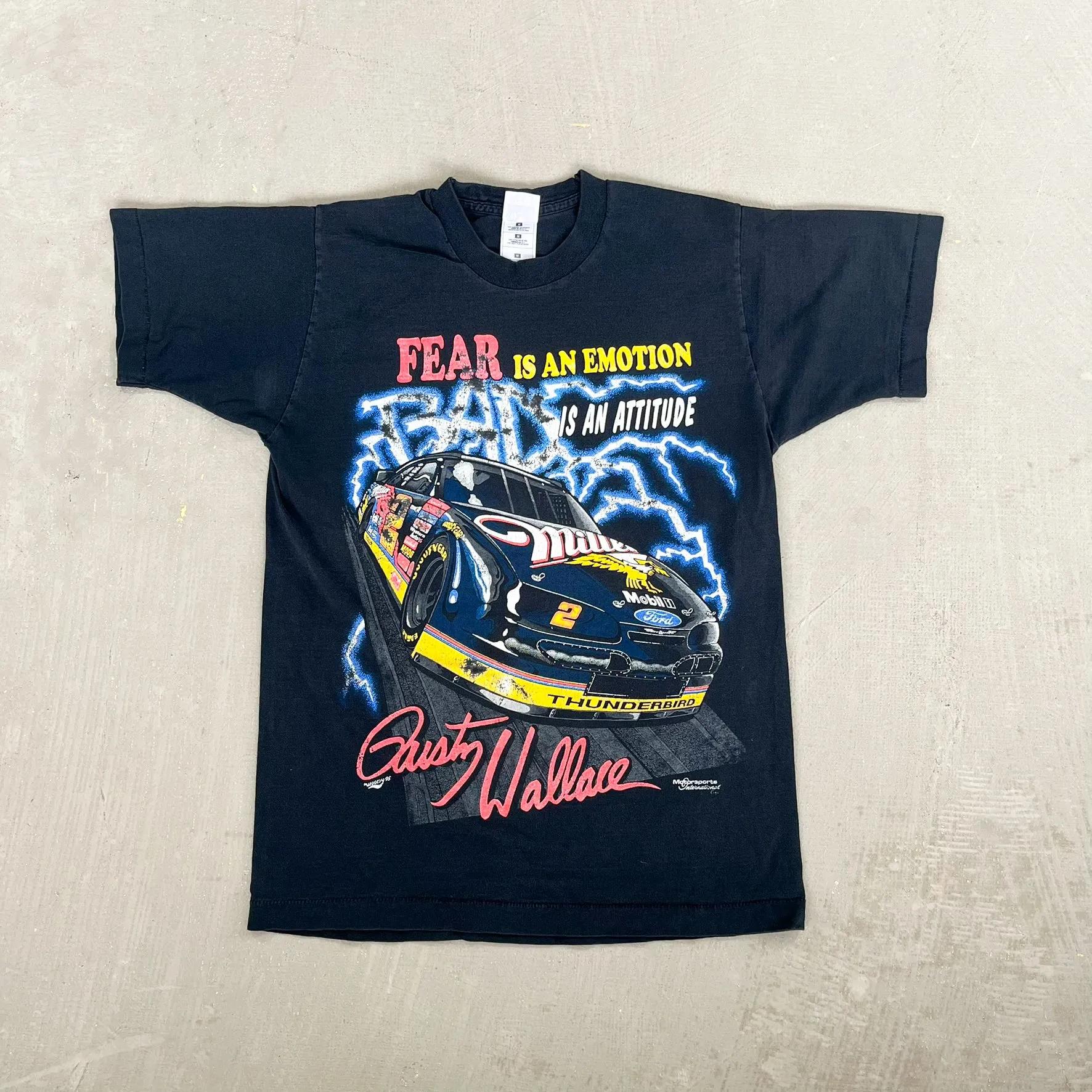 F- Vintage '95 Nascar Dusty Wallace Fear Is An Emotion Single Stitch Tee sold by HG Vintage