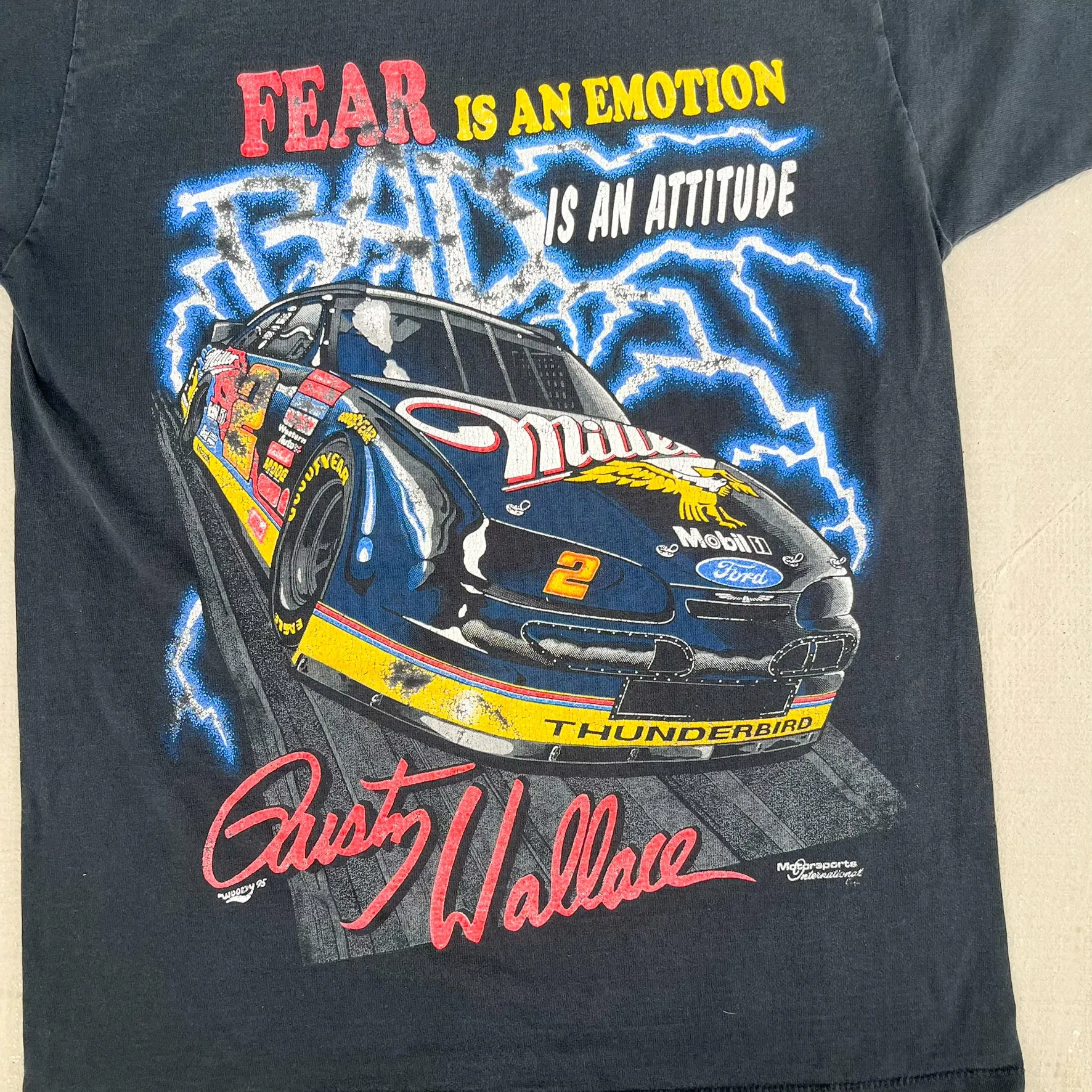 F- Vintage '95 Nascar Dusty Wallace Fear Is An Emotion Single Stitch Tee sold by HG Vintage product image thumbnail 2