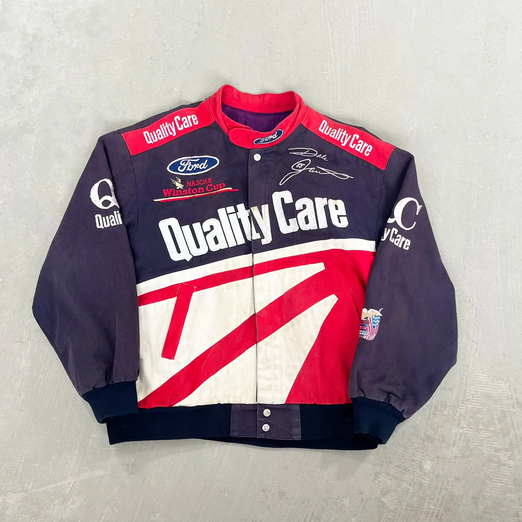 F- Vintage Nascar Jeff Hamilton Dale Jarrett Quality Care Racing Jacket sold by HG Vintage
