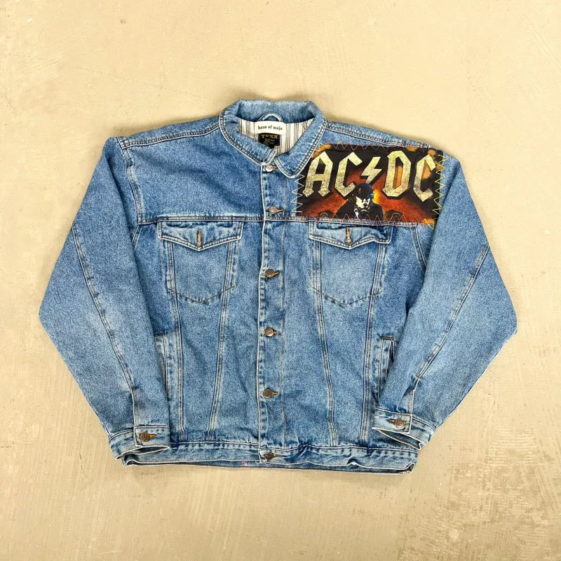 F- HOM AC/DC Highway To Hell Reworked Custom Denim Jacket sold by HG Vintage