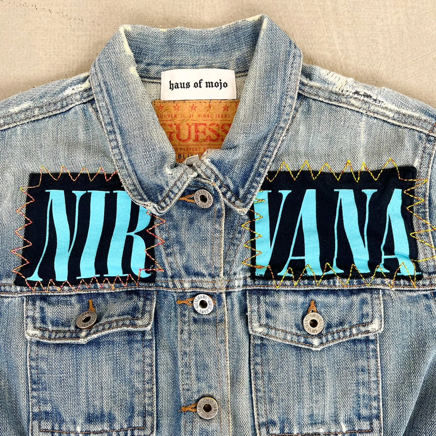 F- HOM Nirvana Heart Shaped Box Reworked Custom Denim Jacket sold by HG Vintage product image thumbnail 2