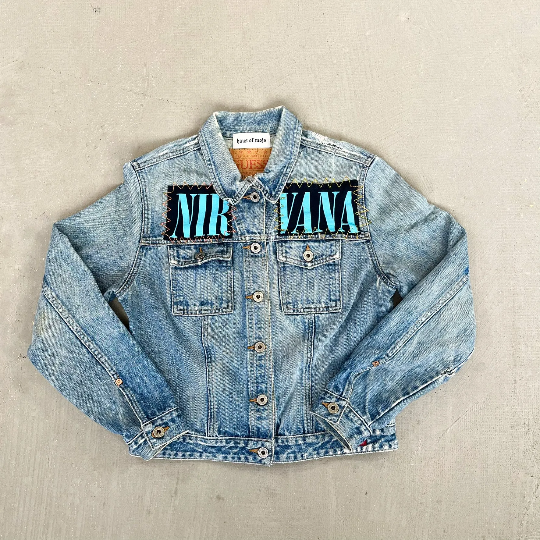 F- HOM Nirvana Heart Shaped Box Reworked Custom Denim Jacket sold by HG Vintage