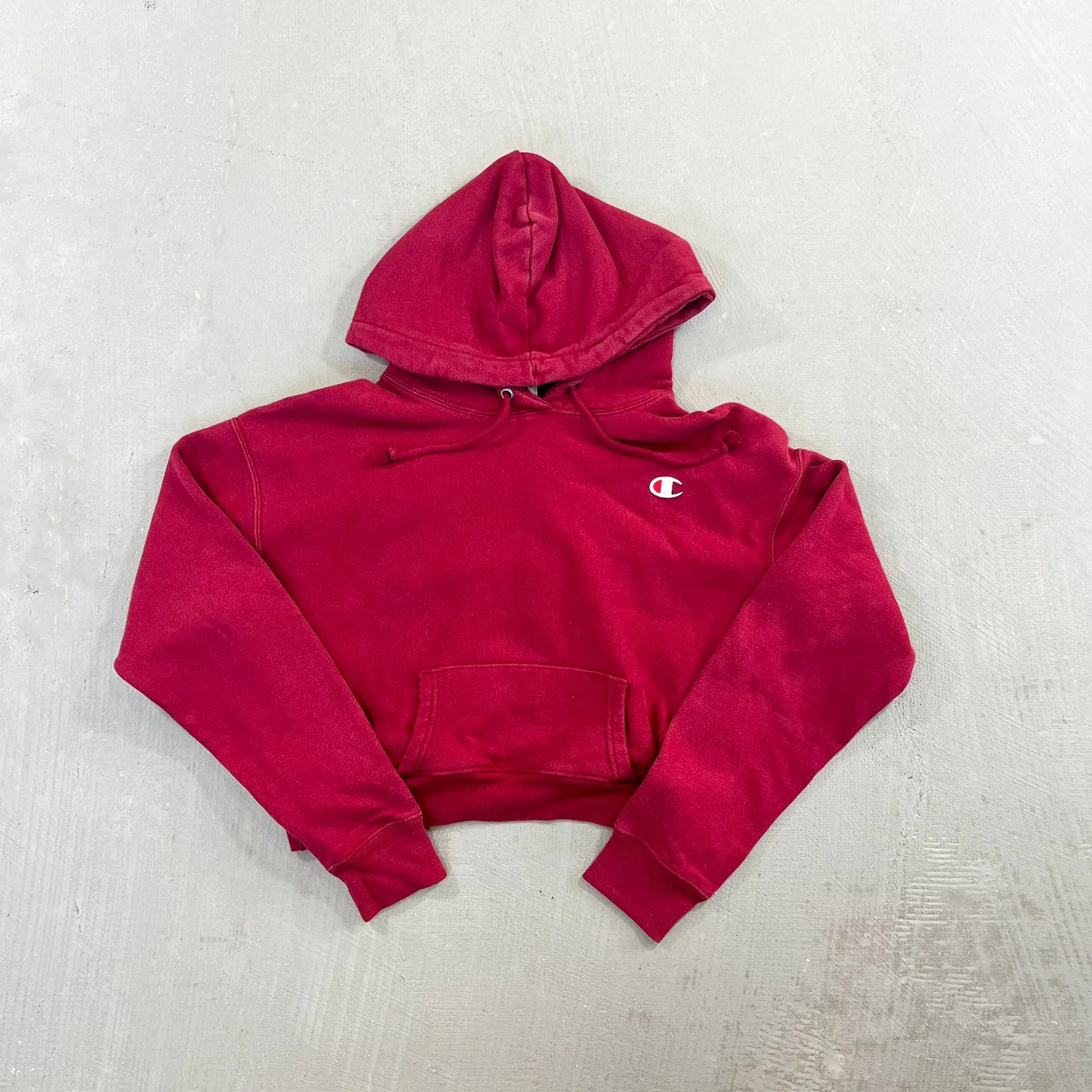 F- HOM Champion Reverse Weave Maroon Cropped Reworked Hoodie sold by HG Vintage