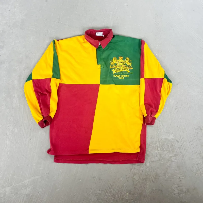 F- Vintage Mad Dogs Hong Kong Patch & Embroidered Text Rugby Shirt sold by HG Vintage