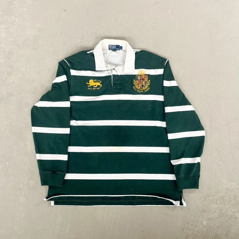 F- Vintage Polo Ralph Lauren Embroidered Crest & Lion Rugby Shirt sold by HG Vintage