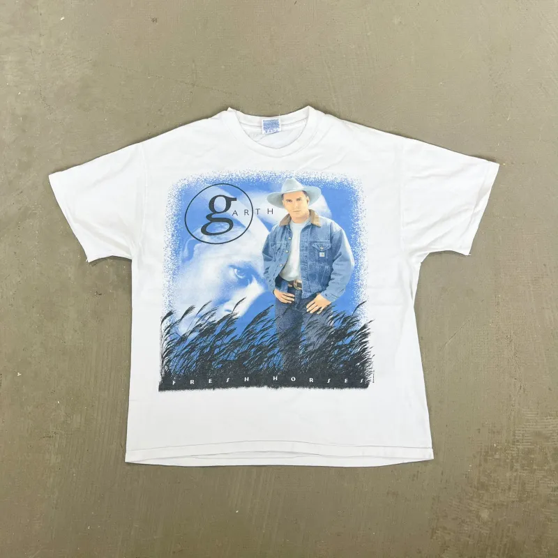 F- Vintage '96 Garth Brooks Fresh Horses Tour Picture Single Stitch Tee sold by HG Vintage