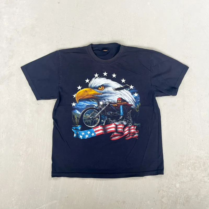 F- Vintage Rock Eagle Motorcycle & Eagles Single Stitch Tee sold by HG Vintage