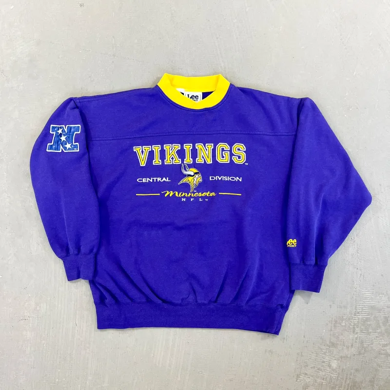 F- Vintage Minnesota Vikings NFL Lee Embroidered Logo & Text Crewneck sold by HG Vintage
