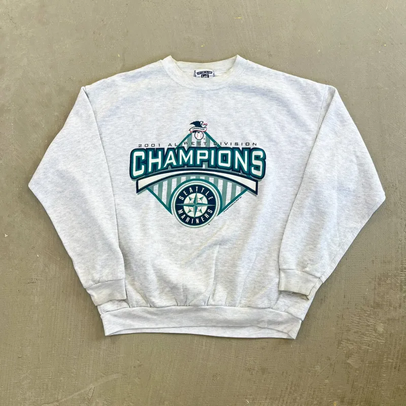 F- Vintage '01 Seattle Mariners ALW Champions MLB Crewneck sold by HG Vintage