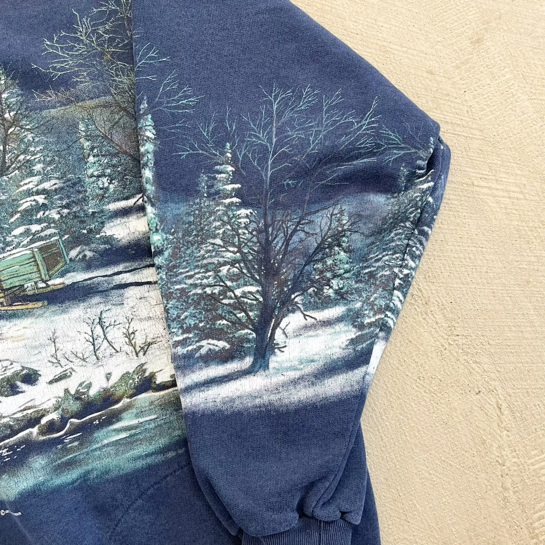 F- Vintage Horse Carriage In Winter Jumbo Print Grandma Crewneck sold by HG Vintage product image thumbnail 3