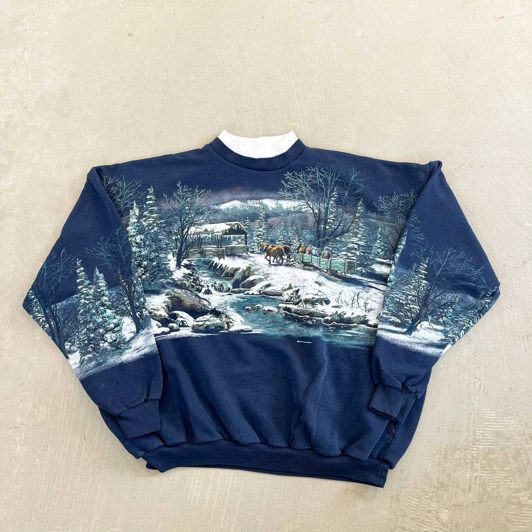 F- Vintage Horse Carriage In Winter Jumbo Print Grandma Crewneck sold by HG Vintage