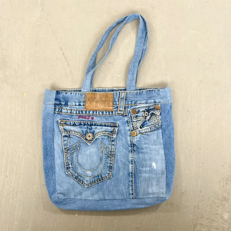 F- HOM True Religion Reworked Denim/Jeans Tote Bag sold by HG Vintage