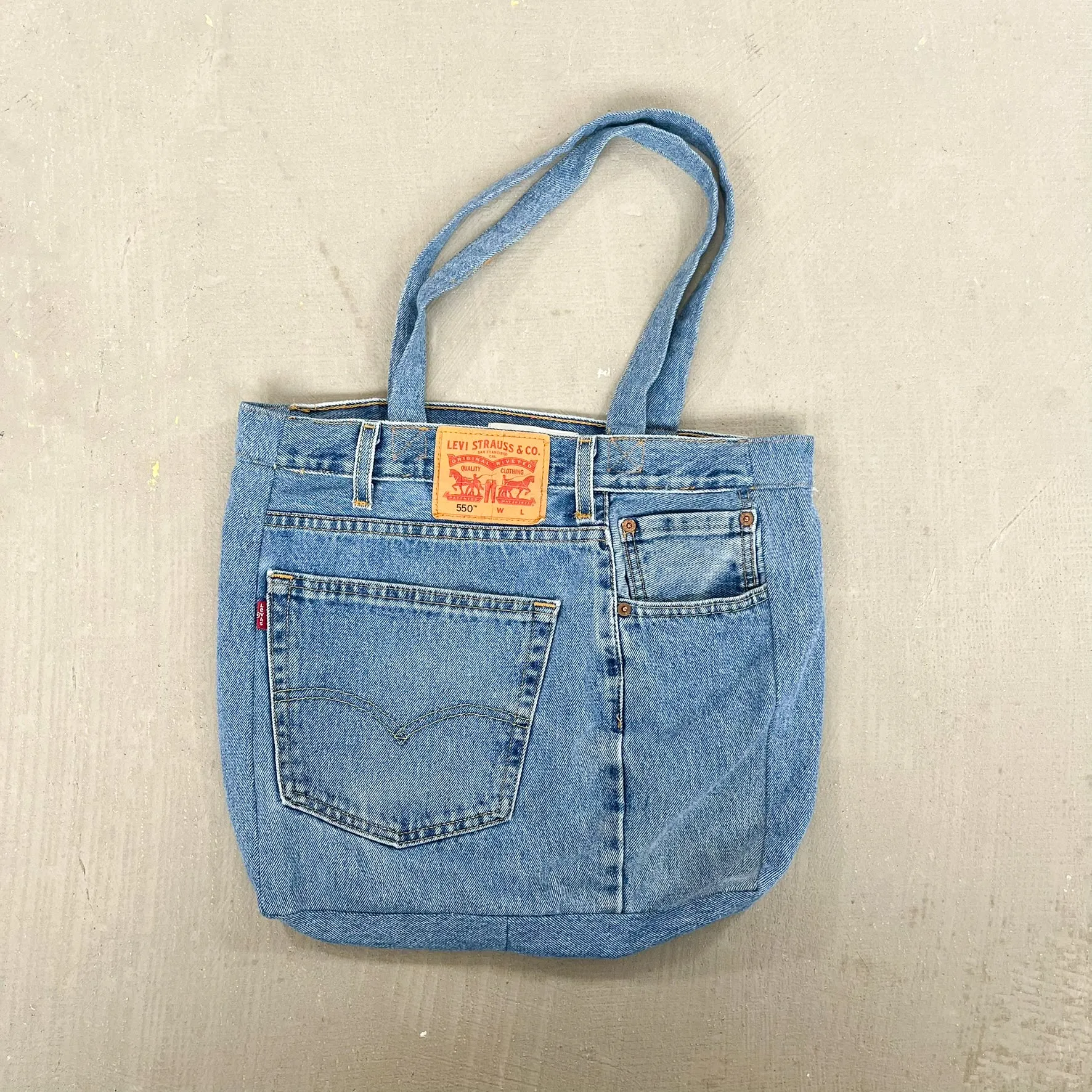 F- HOM Levi's 550 Reworked Denim/Jeans Tote Bag sold by HG Vintage