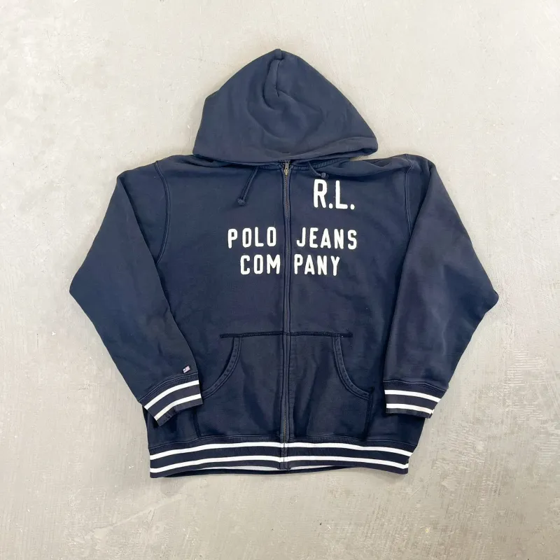 F- Vintage Polo Jeans Ralph Lauren Embroidered Zip Up Hoodie sold by HG Vintage