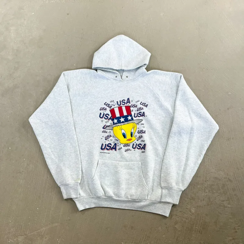 F- Vintage '95 Looney Tune Tweedy Bird USA Graphic Hoodie sold by HG Vintage