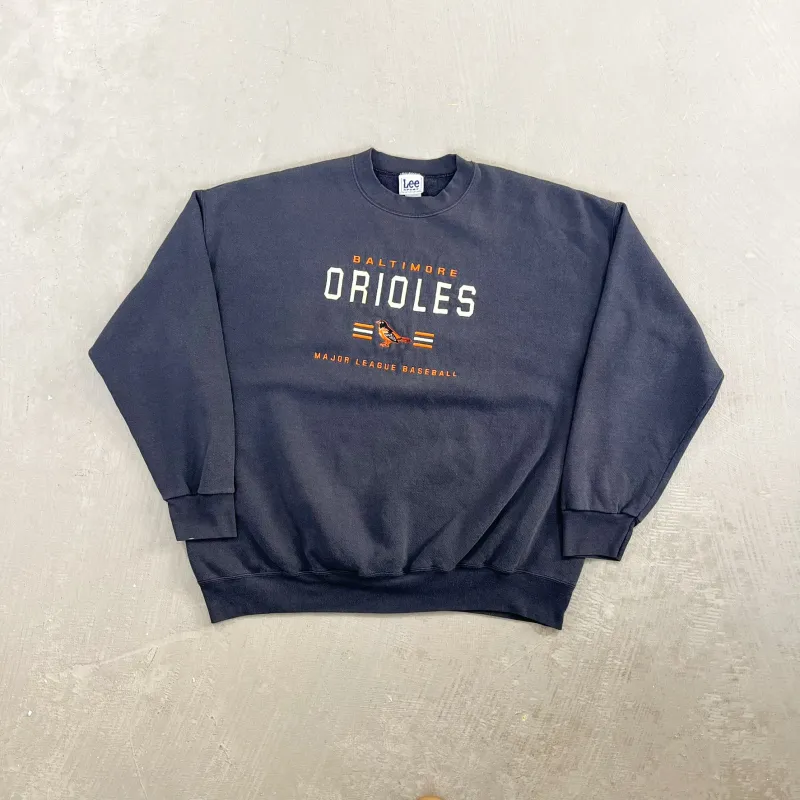 F- Vintage Baltimore Orioles MLB Lee Embroidered Text Crewneck sold by HG Vintage